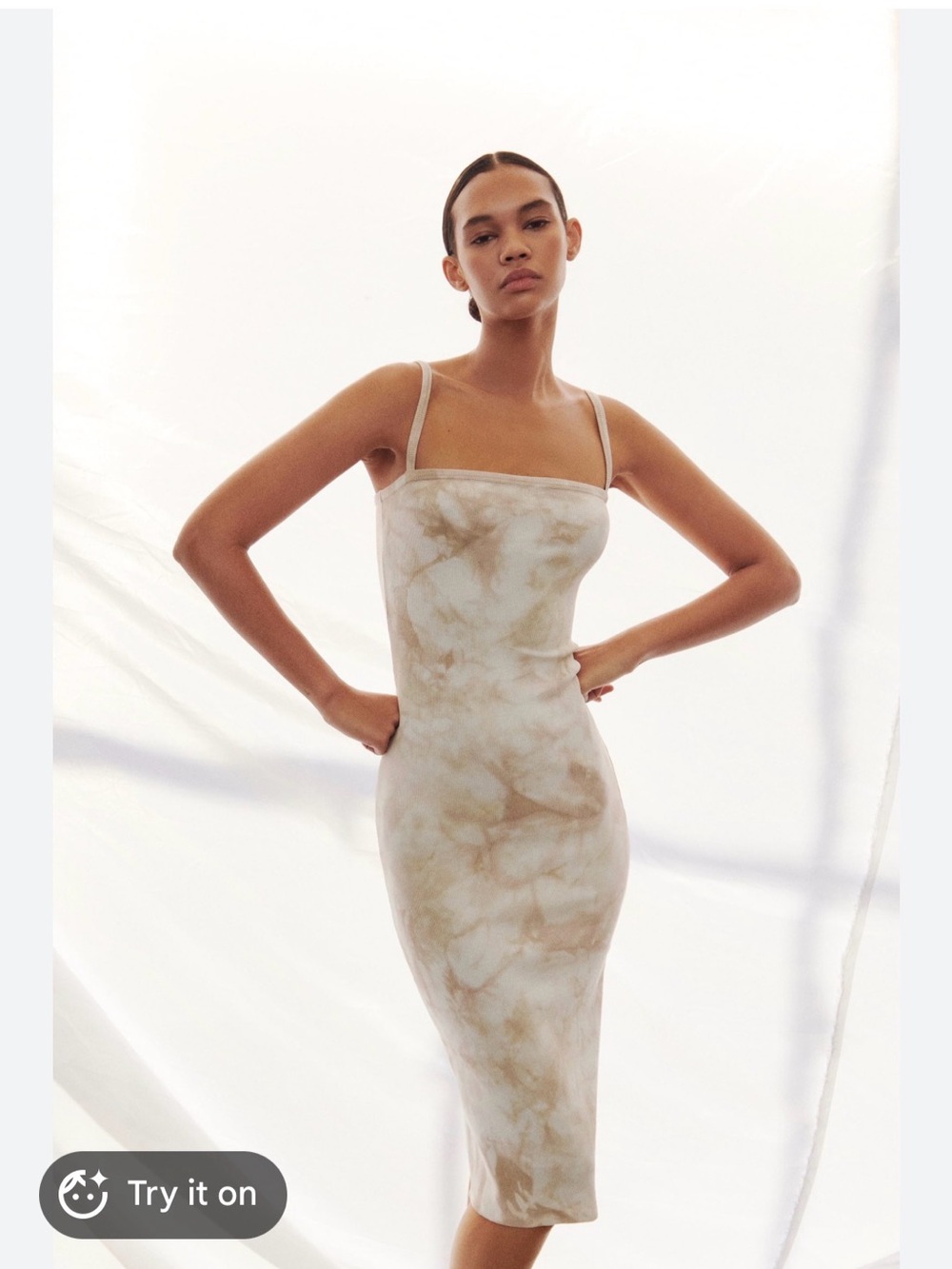 Zara Cream Tie-Dye Midi Dress